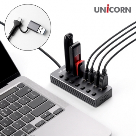 유니콘 NH-700SW USB3.2 Gen1 7포트 USB허브 개별전원스위치 케이블 길이 1.2M #2