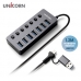 작은이미지: 유니콘 NH-700SW USB3.2 Gen1 7포트 USB허브 개별전원스위치 케이블 길이 1.2M #5