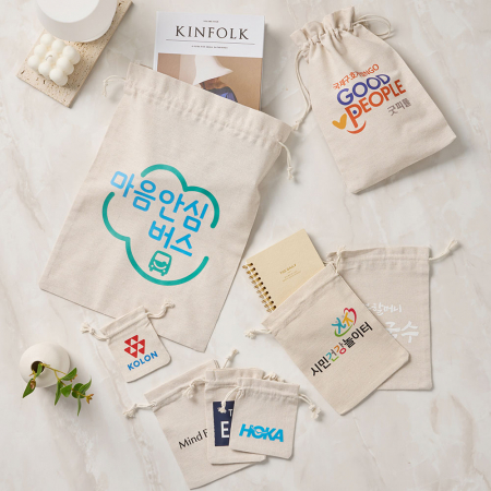 린넨혼방 조리개 파우치 캔버스 빅 더스트백 주머니 미니 천 복조리 8사이즈 // 인쇄 제작 #2