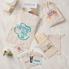 린넨혼방 조리개 파우치 캔버스 빅 더스트백 주머니 미니 천 복조리 8사이즈 // 인쇄 제작