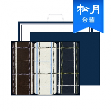 [송월타월] 카운테스마라 체크 200g 세면타올 3매 선물세트 쇼핑백 기념수건 답례품 #2