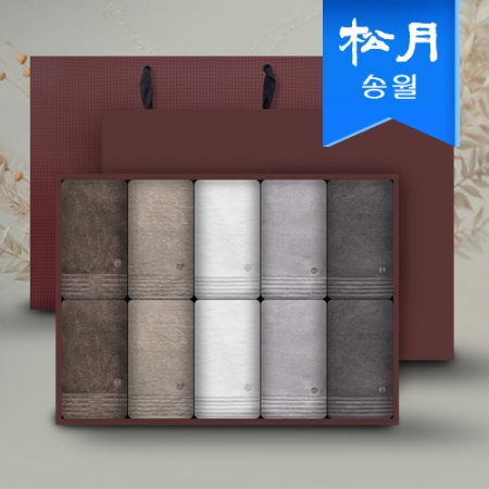 [송월타월] 호텔컬렉션 필라라인 190g 10매 세면타올 선물세트 쇼핑백 #2