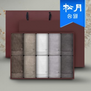 [송월타월] 호텔컬렉션 필라라인 190g 10매 세면타올 선물세트 쇼핑백