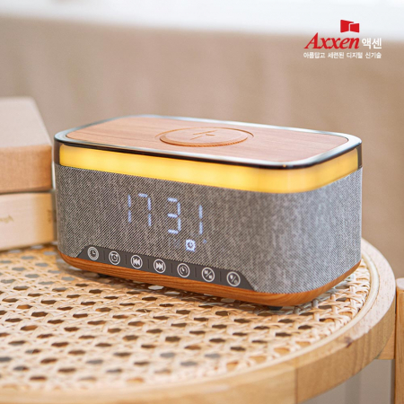 액센 BS53 우드 고속무선충전 화이트 노이즈 무드 블루투스스피커 #2
