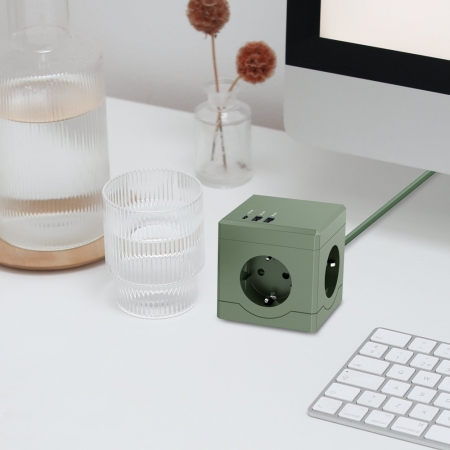 에코너 MT02 전선형 1.8M 큐브 멀티탭 4000W 고용량 3구, C타입포트, USB포트 #7