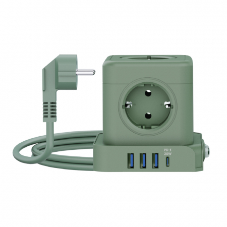 에코너 MT04 전선형 1.8M 큐브 멀티탭 4000W 고용량 5구, C타입포트, USB포트 #6