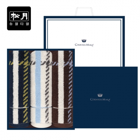 송월 카운테스마라 30수 선염 체크라인 200g 3매입세트 #2