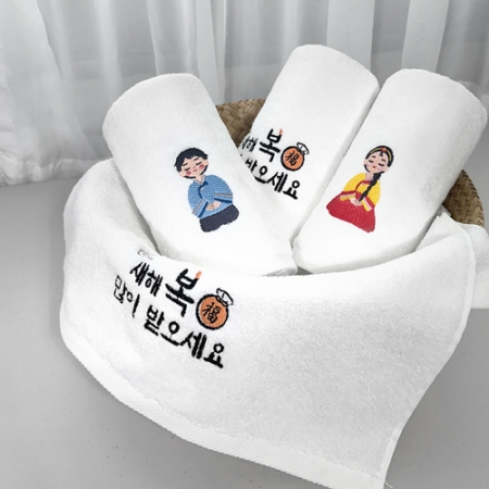 [송월타올] 설날 명절 새해복자수 150g 3매 선물세트 쇼핑백, 기념수건 답례품 #4