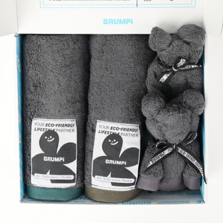 브룸피 뱀부그레이 타월 2개입 + 핸드타월 2개입 #2