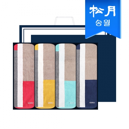 [송월타올] 컬러웨어 코마사 180g 선염 세면타올 4매 선물세트, 쇼핑백 기념수건 답례품 #2