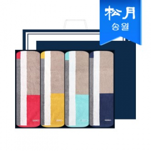 [송월타올] 컬러웨이 코마사 180g 선염 세면타올 4매 선물세트, 쇼핑백 기념수건 답례품