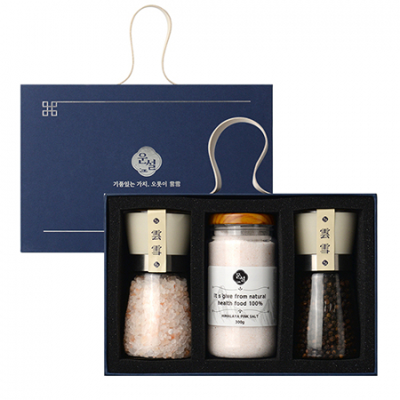 운설 203 히말라야 핑크솔트 블랙페퍼 선물세트 히말라야 핑크소금 히말라야솔트 블랙페퍼 통후추 그라인더 리필소금 명절선물 추석선물 답례품 근로자의날 창립기념 소금선물세트 #3