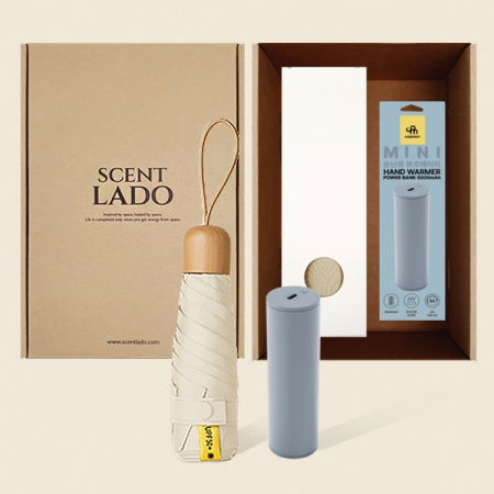 센트라도 송월 타올 수건 + 원통형 휴대용 손난로 보조배터리 세트 #3