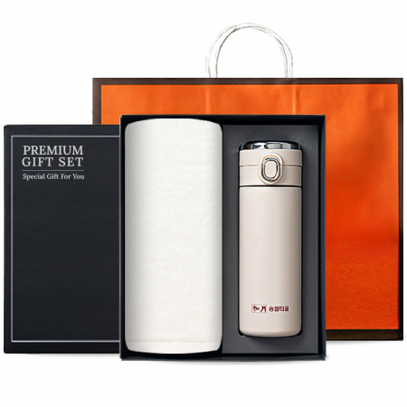 [송월타올] 댄디코마 40수 타올 & 원터치 온도계텀블러 기프트세트 #3