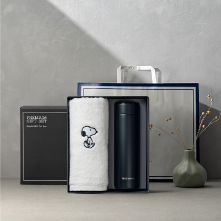 더카인드 프리미엄 송월 스누피 리버40 1P + 스마트온도텀블러 500ml 1P 세트 #3