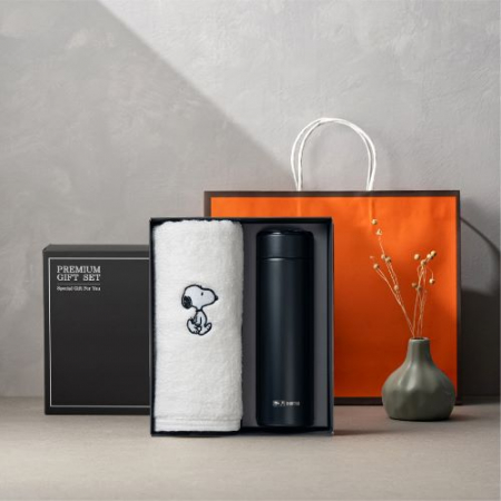 더카인드 프리미엄 송월 스누피 리버40 1P + 스마트온도텀블러 500ml 1P 세트 #2