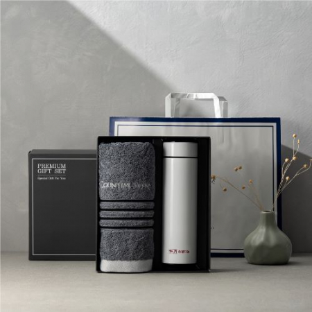 더카인드 프리미엄 송월 카운테스마라 포라인40 1P + 스마트온도텀블러 500ml 1P 선물세트 #2
