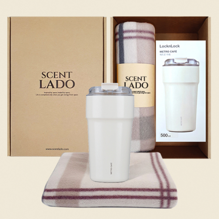 센트라도 패턴담요+락앤락 메트로카페세라믹텀블러 500ml 세트 #3