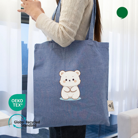 오코텍스리사이클 블루 컬러라이트에코백 38cmX42cm #3