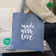 오코텍스리사이클 블루 컬러라이트에코백 38cmX42cm