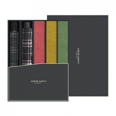 송월 타월우산세트 K (컬러풀 170g 타월3 + 3단 모던체크 우산1 + 2단 모던체크 우산1) #2