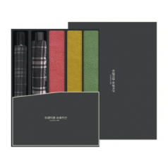 송월 타월우산세트 K (컬러풀 170g 타월3 + 3단 모던체크 우산1 + 2단 모던체크 우산1)