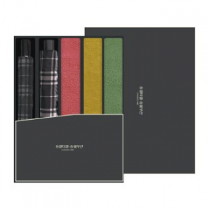 송월 타월우산세트 K (컬러풀 170g 타월3 + 3단 모던체크 우산1 + 2단 모던체크 우산1)