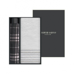 송월 타월우산세트 E (필라라인40 타월1 + 송월 3단 모던체크 우산1)