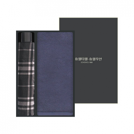 송월 타월우산세트C (헤비무지40 타월1 + 3단 모던체크 우산1) #2