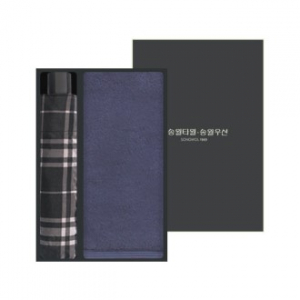 송월 타월우산세트C (헤비무지40 타월1 + 3단 모던체크 우산1)