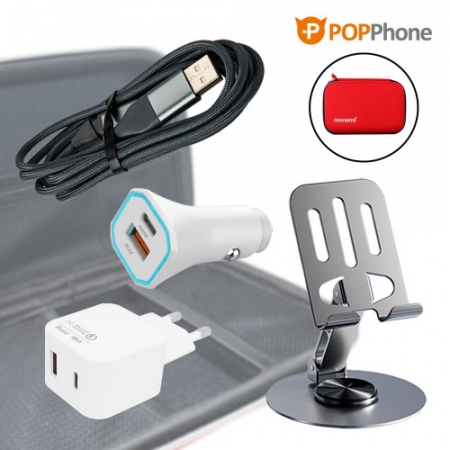 팝폰 pd/pps 36W차량용 충전기 360도 메탈 회전거치대 스마트폰,테블릿 여행용파우치 선물 세트 CS53-1 #2
