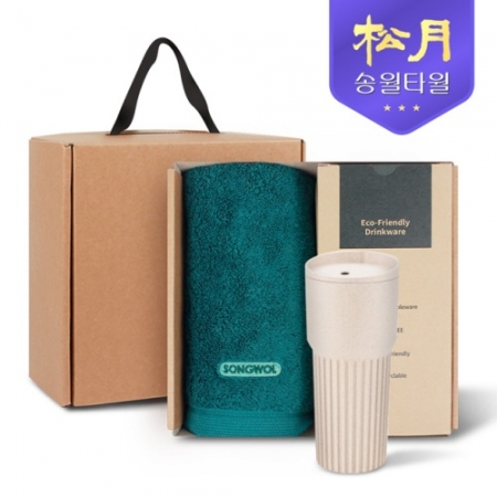 송월타올 리빙 기프트세트 21 40수 포인트 타올200g 1P + 커피텀블러709ml 1P #2