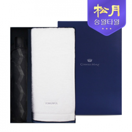 송월 40수 포인트40 타올 200g + 3단 큐브 완전자동 우산 2P 콤보세트 #2