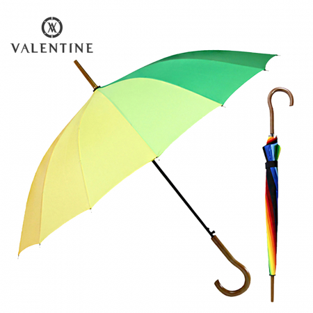 발렌타인 55x14 자동 무지개 레인보우 곡자무지 나무손잡이 곡자 장우산 #2