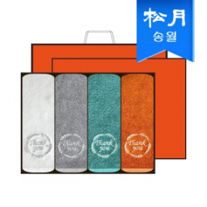 [송월타올] 땡큐 200g 뱀부얀 호텔수건 4매 선물세트, 쇼핑백 기념수건 답례품