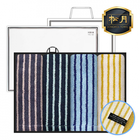 송월타올 호텔 스트라이프솔리드44 타올 4매 고급세트 #2