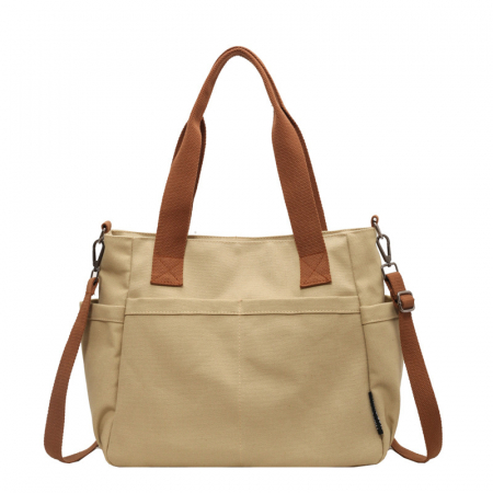 다용도 캐주얼 패션 솔리드 캔버스 백 숄더 토트 크로스 심플 컬러 에코 가방 #4