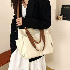 다용도 캐주얼 패션 솔리드 캔버스 백 숄더 토트 크로스 심플 컬러 에코 가방