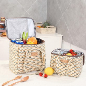 슬로라 튤립 사각 캔버스 보온보냉 쿨러 아이스백 소형, 중형