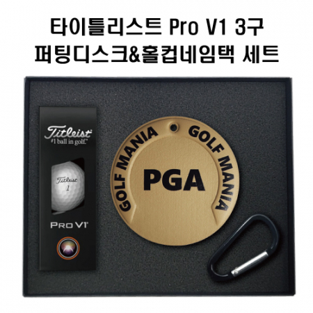 타이틀리스트 Pro V1골프공+퍼팅디스크 홀컵 가죽 네임택(풀칼라 인쇄) #2