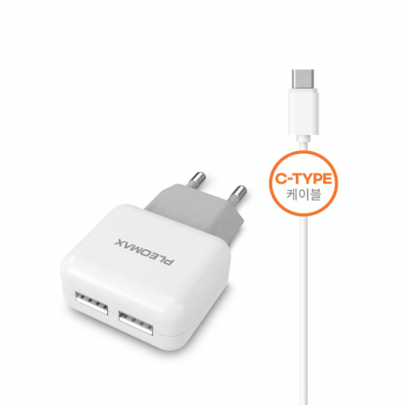 USB 2포트+C타입 케이블 가정용 충전기 PMC-E2002P-CT #2