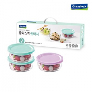 글라스락 원터치 원형 3조 세트 핑크 민트