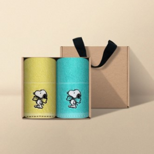 [송월타올] 스누피 왕리본36 고리 핸드타올 2매 크라프트세트