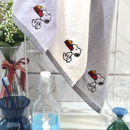 [송월타올] 스누피 블럭블랙34 고리 핸드타올 2매 크라프트세트 #3