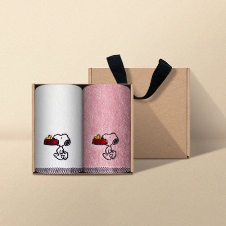 [송월타올] 스누피 블럭블랙34 고리 핸드타올 2매 크라프트세트 #2