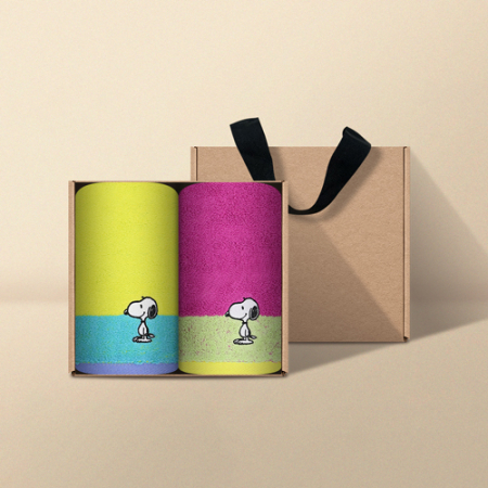 [송월타올] 스누피 컬러36 고리 핸드타올 2매 크라프트세트 #2