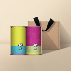 [송월타올] 스누피 컬러36 고리 핸드타올 2매 크라프트세트