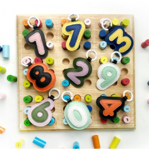 인조가죽 스티치 숫자 키링 0-9 // 선택