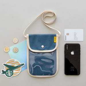 투 포켓 투명 캔버스 미니 크로스백