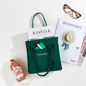 코튼앤코 컬러 옆폭 토트에코백 22x22x8(옆폭8)